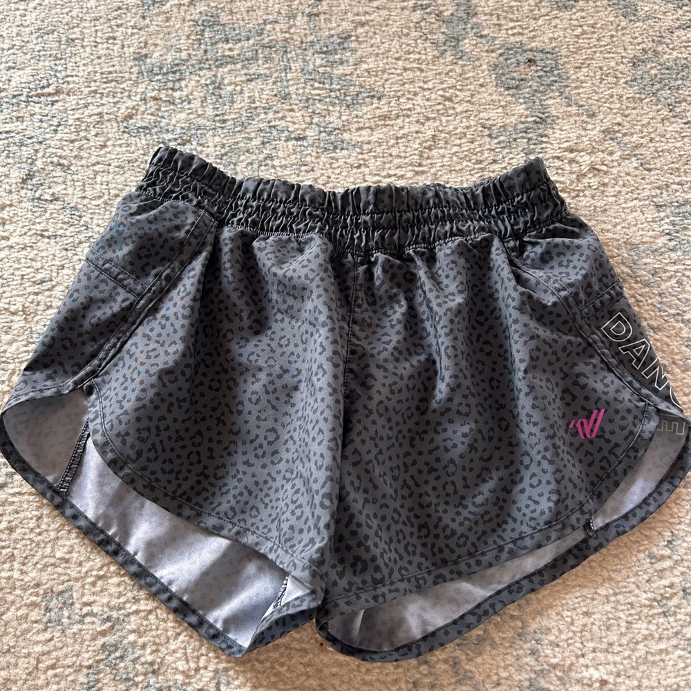 Gray Leopard Print Varsity Dance Shorts